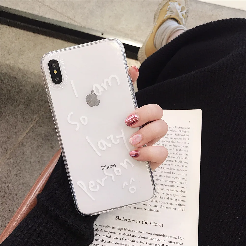 Прозрачный Мягкий ТПУ Телефон чехол для iPhone 6 6s Plus забавные письма ленивый