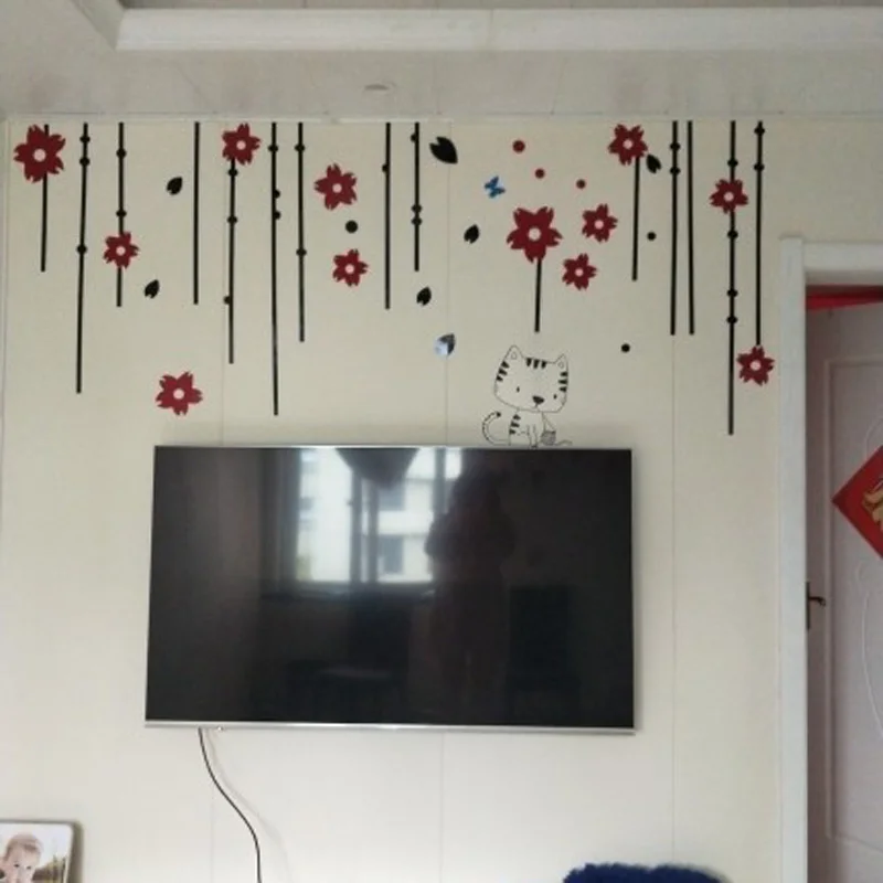 Цветы дизайн акриловая наклейка s DIY Наклейка для гостиной ТВ фон красота