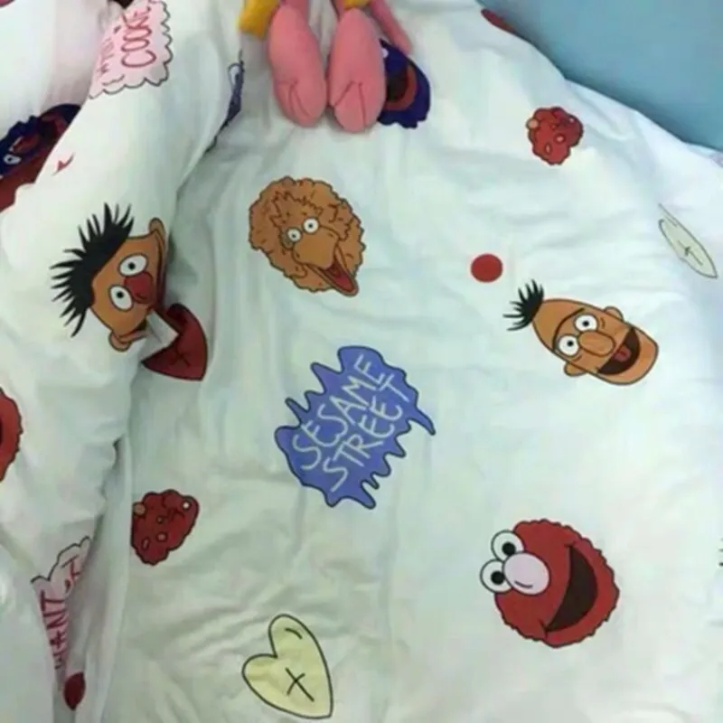 Улица Сезам ELMO полиэфирное волокно мультфильм четыре части кровать набор Творческие дети украшения для спальни X888