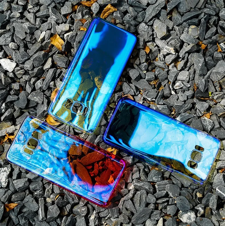 Модные Цвет Градиент Жесткий Пластик чехол для Samsung Galaxy S8 S9 плюс S7 Edge Роскошные
