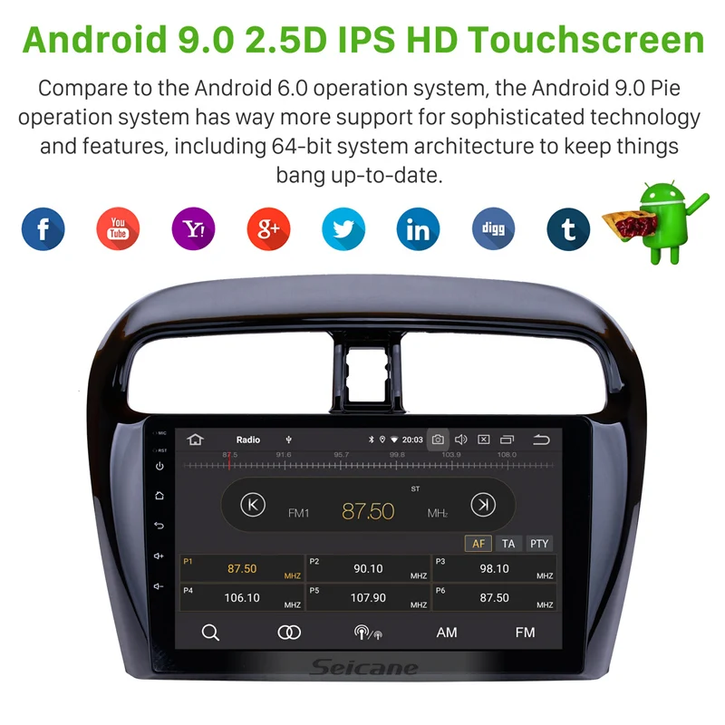 Seicane стерео 9 &quotNavi Quad/8-Core Android 0 HD для Mitsubishi Mirage 2012 2013-2018 gps мультимедийный плеер