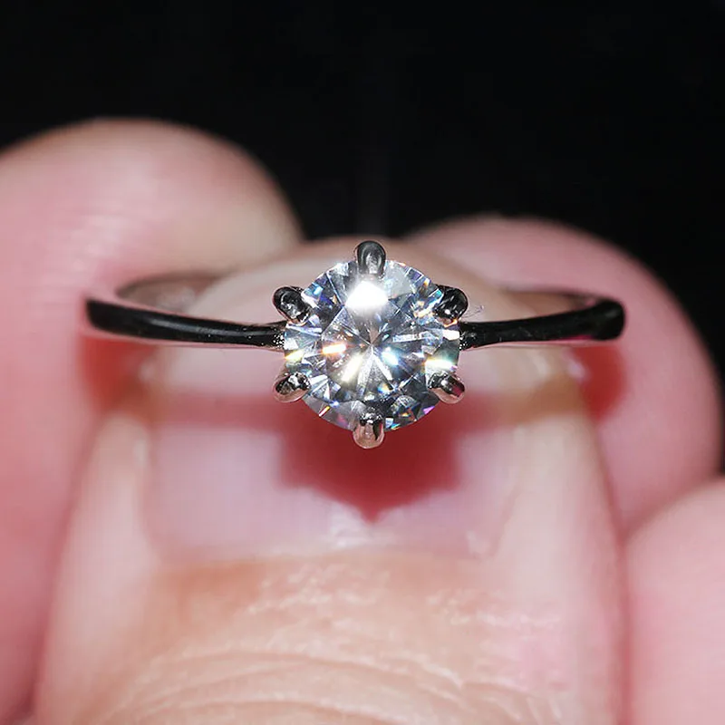 Женское кольцо из серебра 925 пробы с натуральным муассанитом и соларитом карат 5