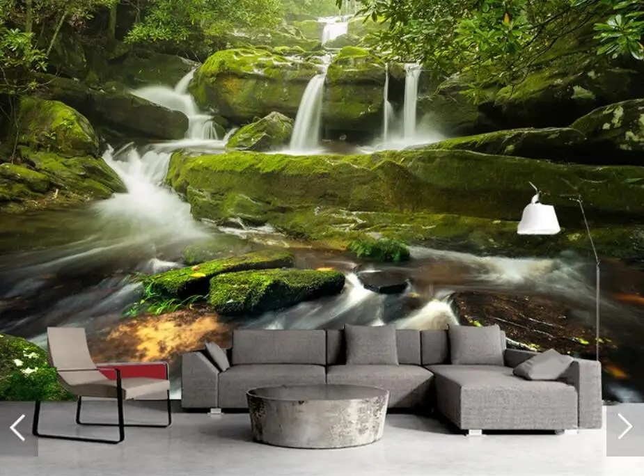 Фотообои с водопадом Nature Forest настенные бумажные обои s для стен 3 D спальни