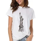 Футболка женская с принтом статуи Свободы, Тонкий Топ, белая рубашка с коротким рукавом, в стиле Харадзюку, на лето