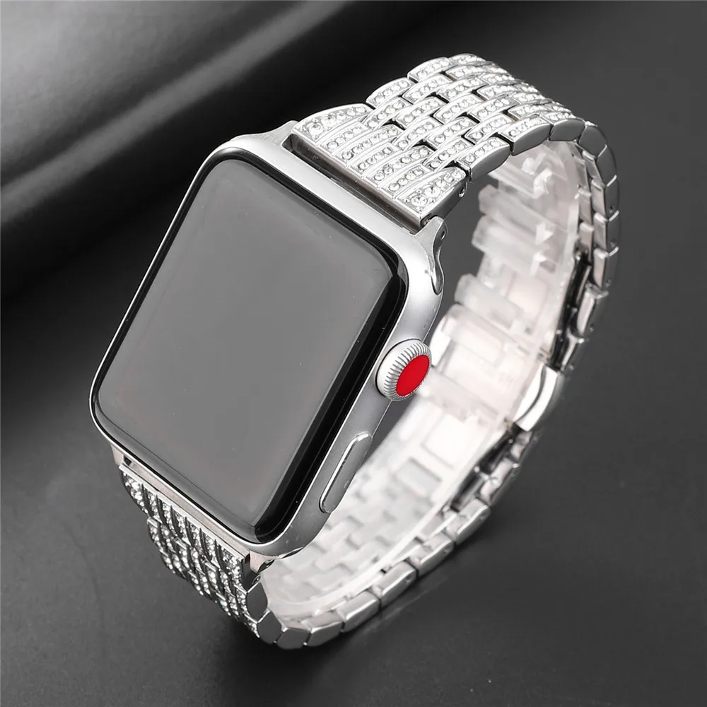 Браслет из нержавеющей стали с бриллиантами для Apple Watch SE Band металлический