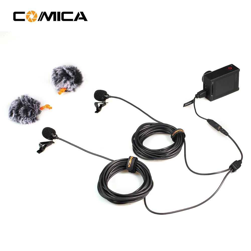 COMICA Lavalier микрофон 6 м всенаправленный клип на лацкане видео для iPhone Canon Nikon DSLR GoPro