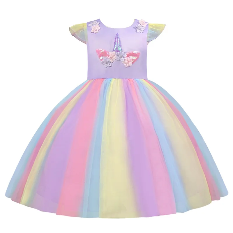 Unicorn Party Dress Kids Dresses For Girls Costume Summer Children Elegant Princess Christmas fantasia infanti | Детская одежда и