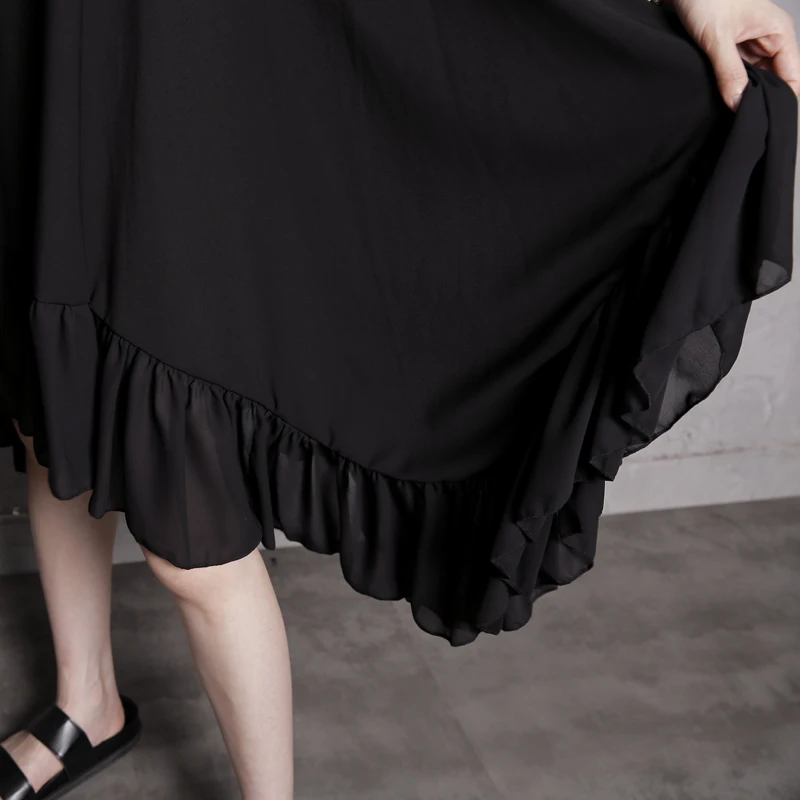 Женское асимметричное платье в форме листа лотоса модное свободное шифоновое с