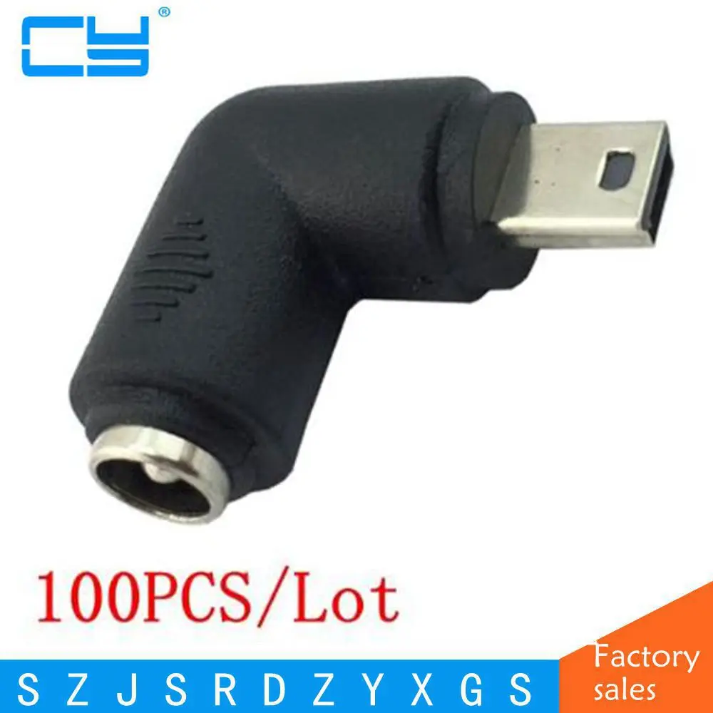 100 шт./лот DC 55*21 розетка к Мини usb 90 градусов адаптер питания штекер бесплатная