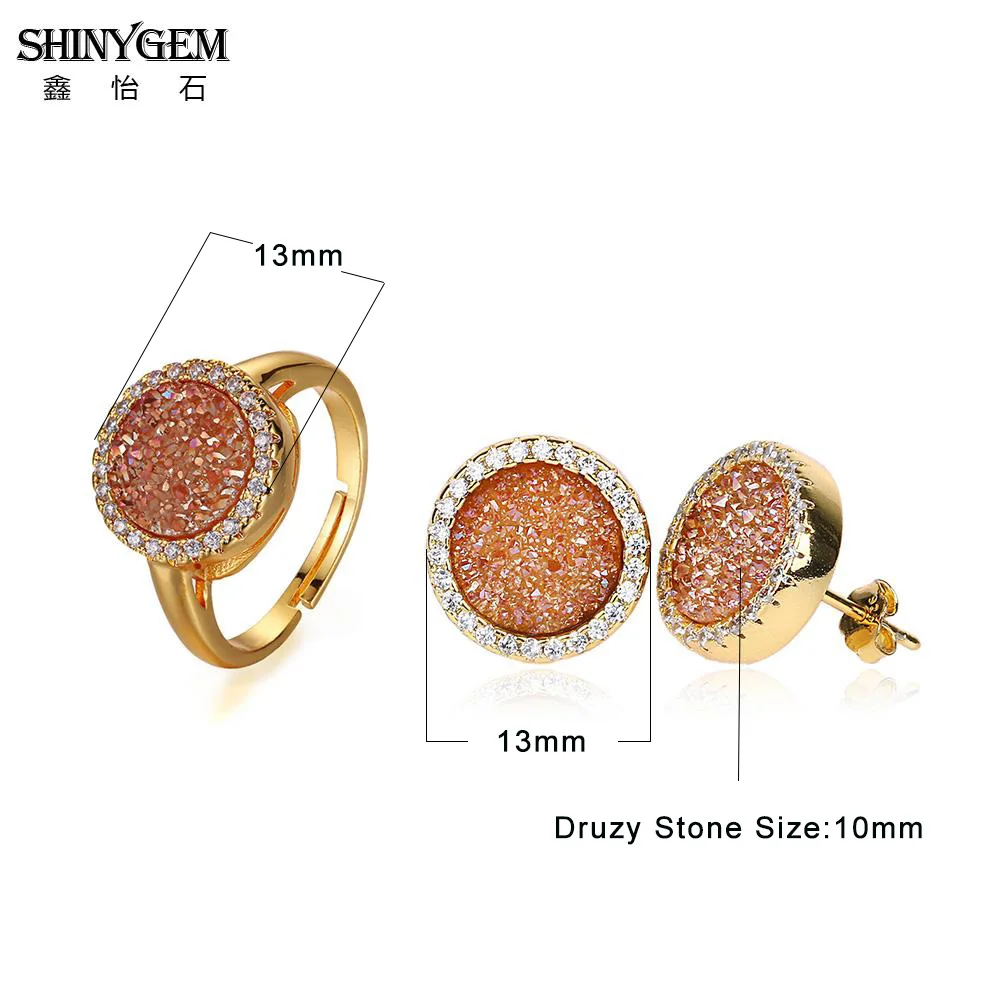 ShinyGem 10 мм натуральные круглые серьги со стразами/кольца для женщин микро