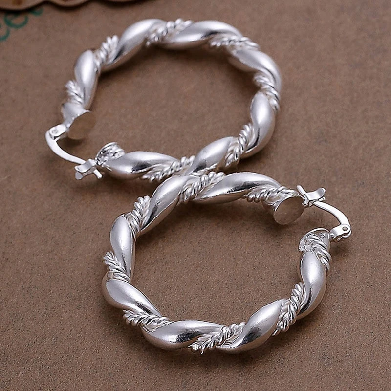 Fashion Silver Twist Flower Minimalist Hand Geometry Geometric Earrings Temperament Korean Wild Jewelry Female | Украшения и