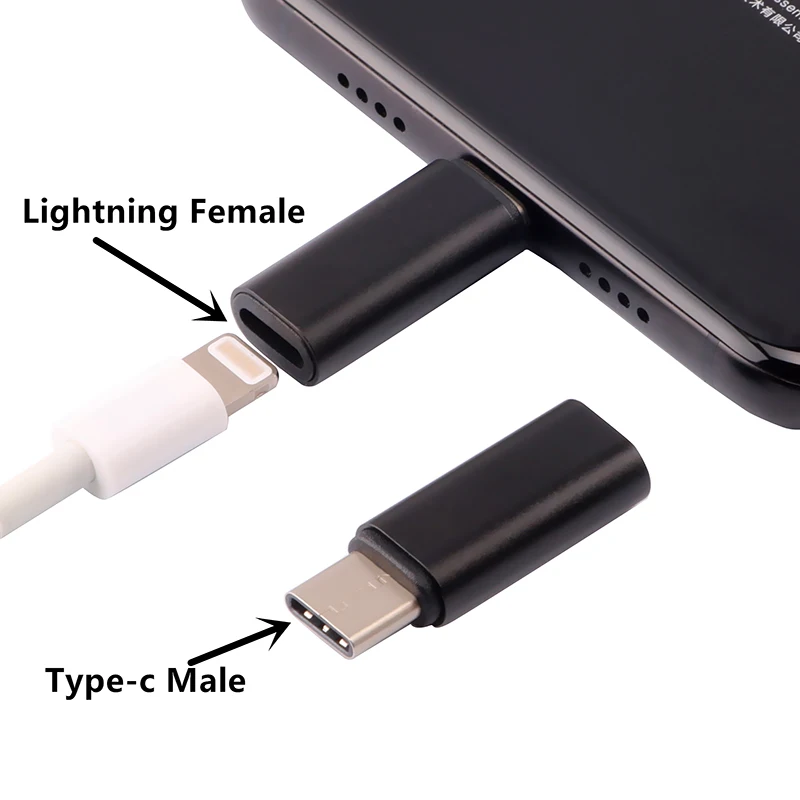 Переходник Lightning (разъем)/USB-C (штекер), Для зарядки, для Xiaomi Mi 6, Mi 5, Huawei P9