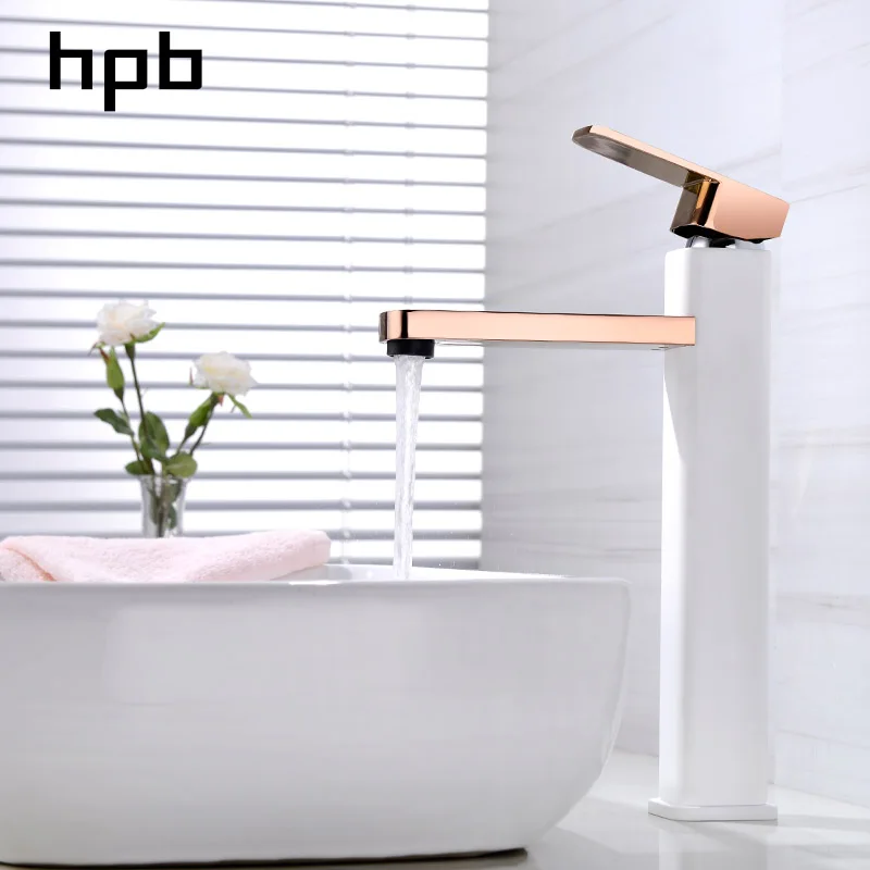 HPB розовое золото кран для раковины ванной комнаты Однорычажный Смеситель