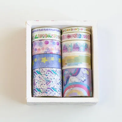 7 10 шт./лот вишневые цветы Васи клейкие ленты Фламинго Единорог декоративные клей маскирования клейкие ленты S для Скрапбукинг Декор милый Papeterie - Цвет: 7