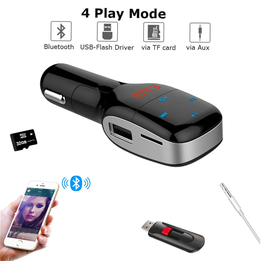 Konrisa Aux Bluetooth FM передатчик модулятор адаптер Dual USB зарядное устройство Handsfreee