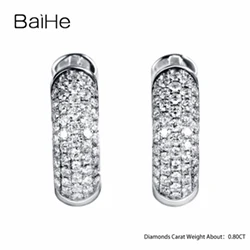 0.80CT BAIHE Solid 14 K белое золото 0.50CT(всего) H/SI натуральные Алмазы обручальные женские модные ювелирные изделия серьги-гвоздики - Цвет камня: 0.80CT