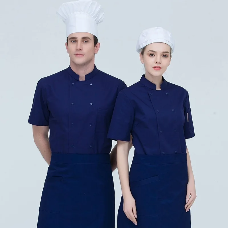 Летние куртки шеф-повара с коротким рукавом дышащие кухонные комбинезоны пальто