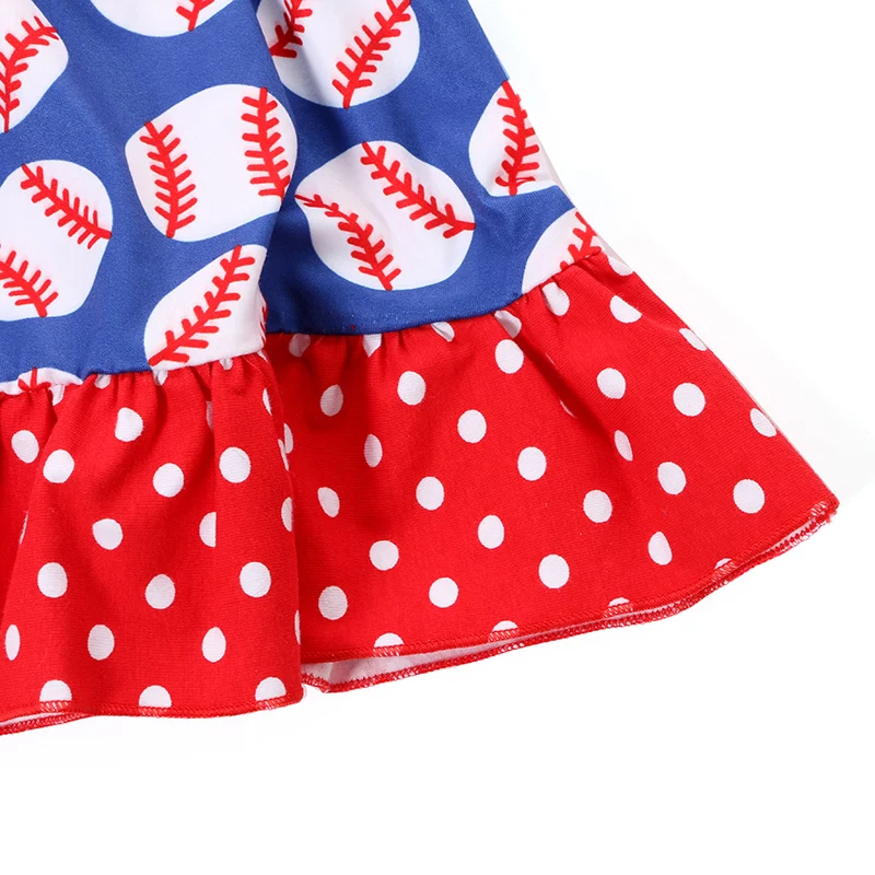 2017 Baseball Dress Toddler Girl Dresses Summer Kids clothes Red Royal Blue White | Детская одежда и обувь