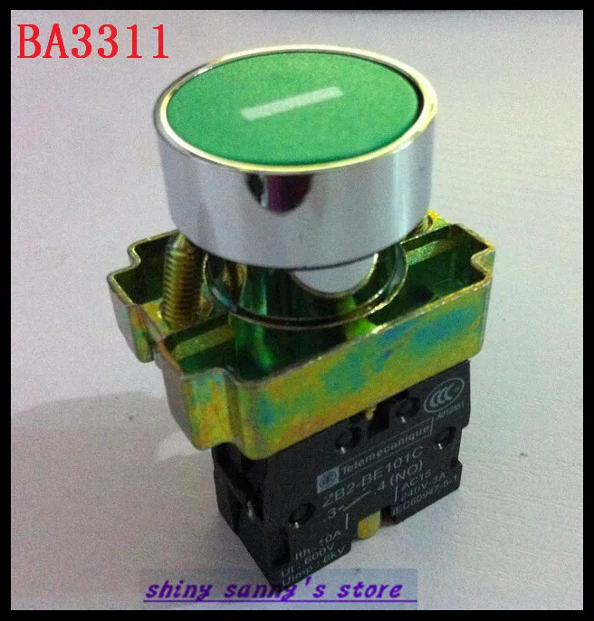 

10Pcs/Lot BA3311 XB2-BA3311 1 NO Momentary Green Sign Flush Pushbutton Brand New