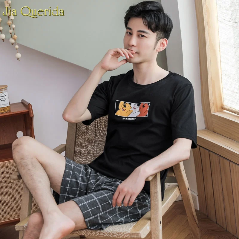 Пара Loungewear Пижама короткая летняя 2019 Новая модная для пары мужские и женские