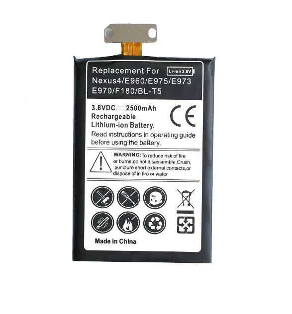 Ciszean 2 шт./лот 2500 мА/ч BL-T5 запасная батарея для LG Google Nexus4 Nexus 4 Optimus G E960 E970 E973 E975 F180 LS970 |
