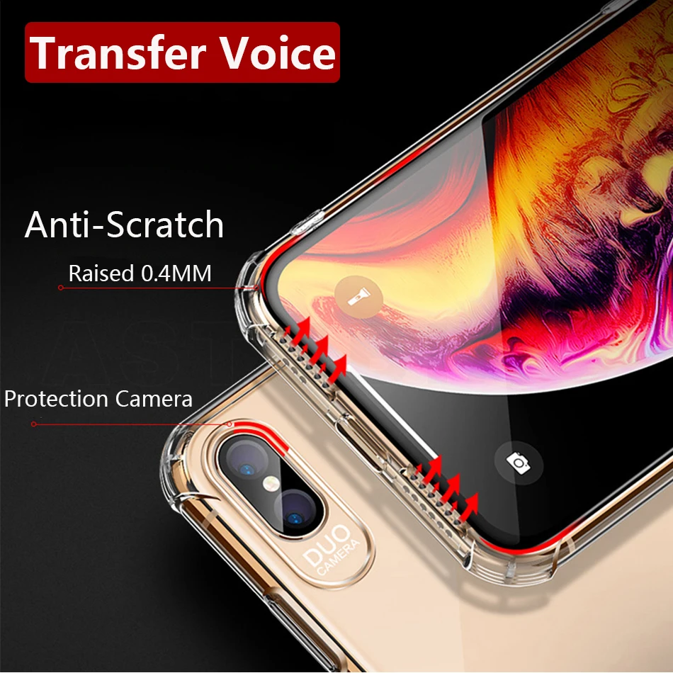 Case For Iphone XS Max Silicone Transparent Clear Soft Funda Coque Cover XR 6 7 8 Plus X Etui |