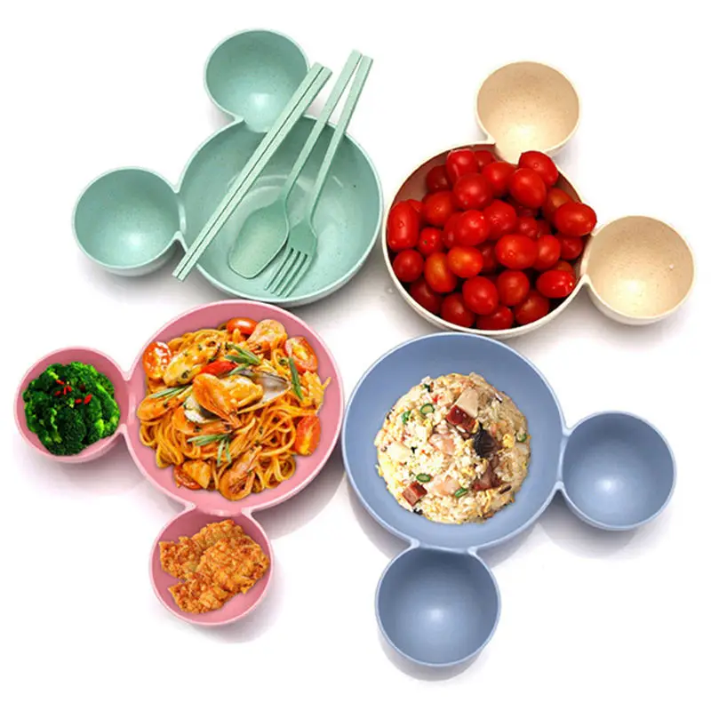 Креативная детская пшеничная посуда твердые блюда для кормления Детская тарелка