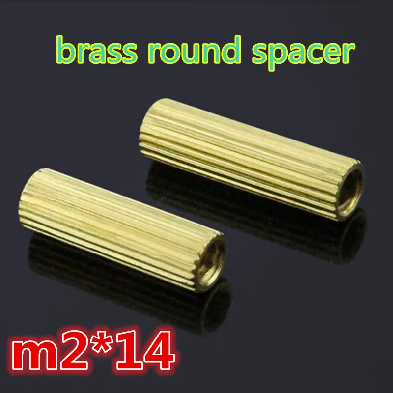 

500pcs m2*14 brass knurled round spacer standoff female to female for CCTV camera L=14mm