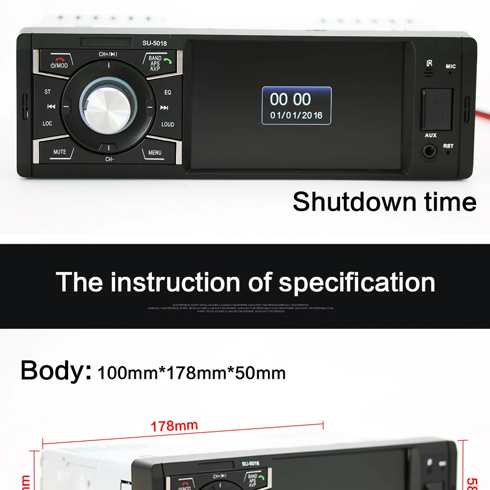 Радио 1Din MP3 плеер Автомобильный стерео Мультимедиа Аудио USB AUX FM радио станция Bluetooth Камера заднего вида дистанционное управление Авторадио