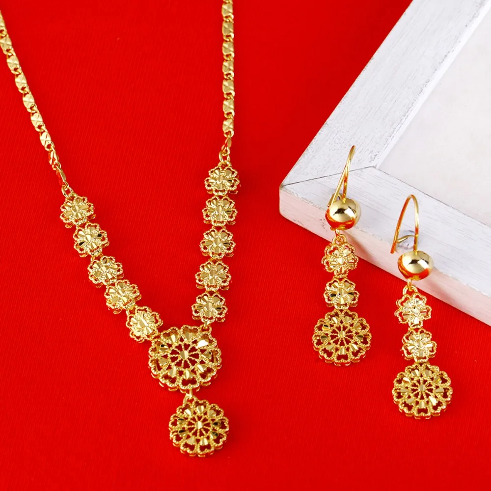 Ювелирные наборы с эфиопскими цветами для свадьбы ожерелье и серьги комплект