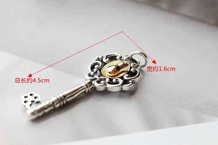 Ретро тайский серебряный ручной работы S925 стерлингового серебра кулон Lucky Cat Ретро ключ Для мужчин и Для женщин серебряная подвеска