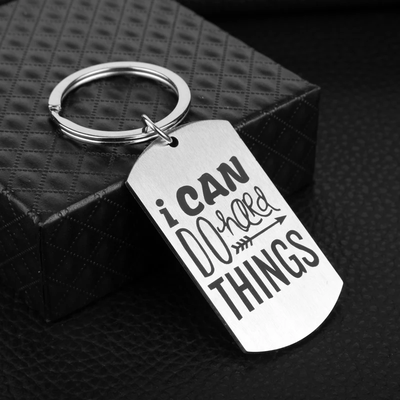 Dogtag I Can Do Hard Things Key Chain Stainless Steel Keychain Accessories Pendant Ring Charms Keychains for Friends | Украшения и