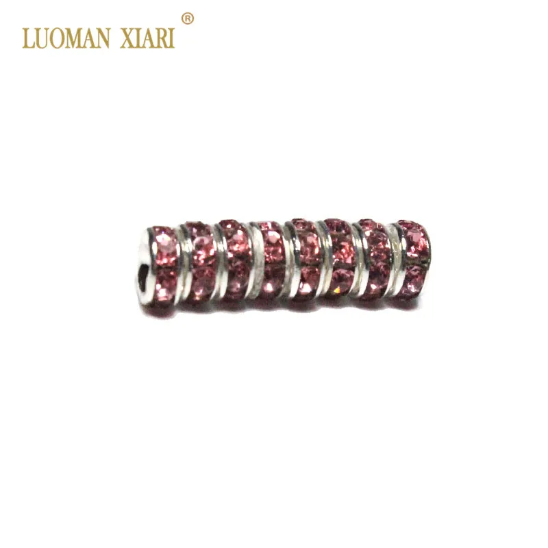 light pink 100 шт AAA 6 мм 8 мм Красочные медные колеса прокладки бусины посеребренные бусины из горного хрусталя для самостоятельного изготовления ювелирных изделий - Цвет: light pink