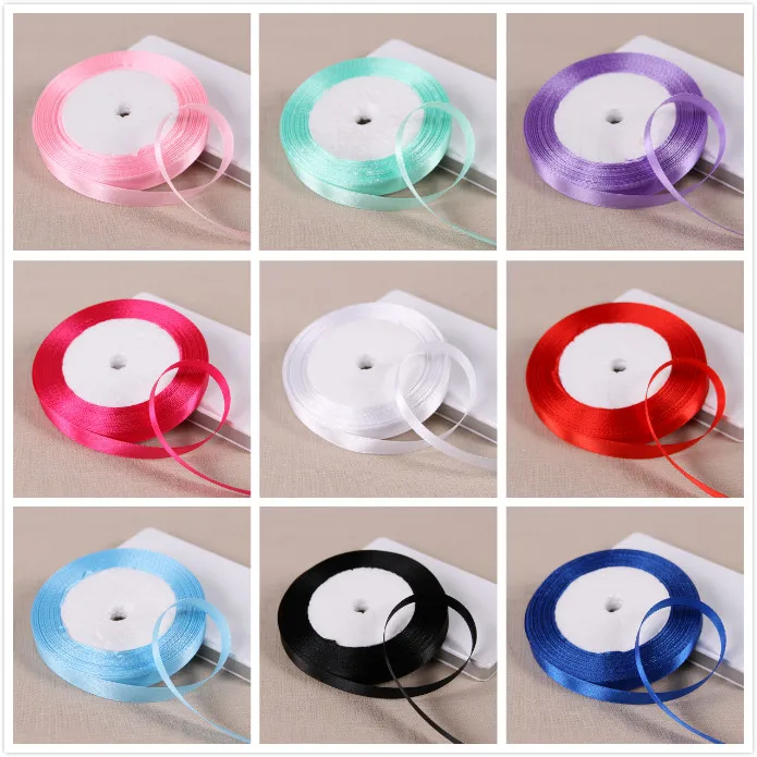 25 ярдов/рулон шелковые атласные ленты с одинарным лицом свадебное украшение золотые серебряные белые