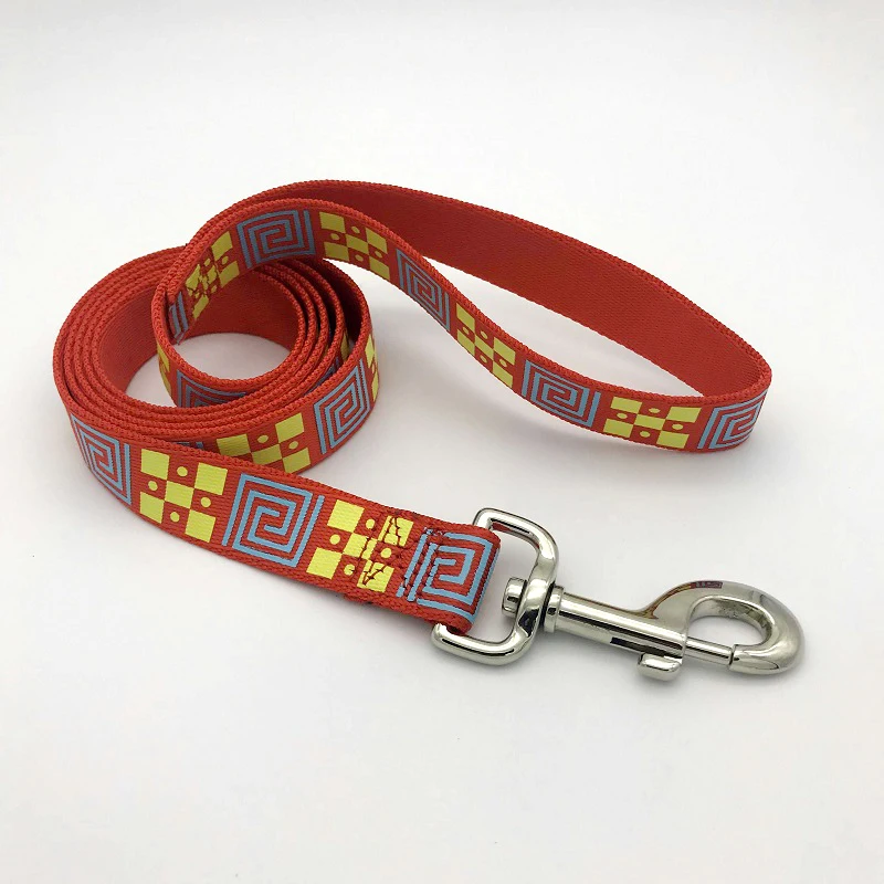 Red Leash Китайский стиль узор собачий поводок набор нейлоновый поводок и ошейник золотой немецкая овчарка питбуль бульдог Correa Perro HY119 S/L - Цвет: Red Leash