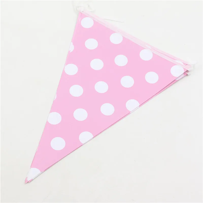 Розовый горошек тема Happy Baby Shower Pennats украшения Дети сувениры овсянка Бумага флаги