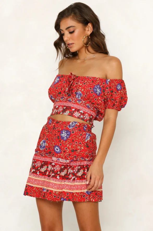 2019 модный сексуальный костюм с короткой юбкой открытыми плечами и пупком 1 шт./лот