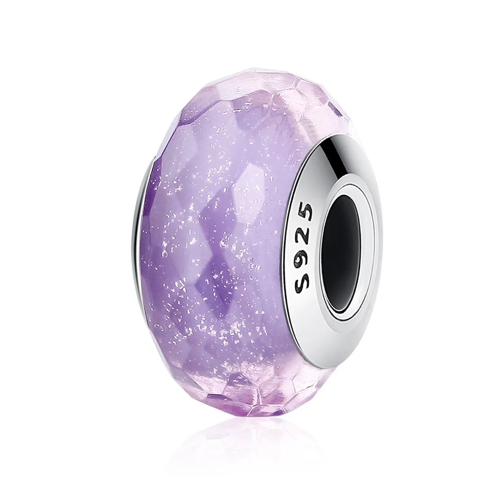 Lavender 031 10 цветов стерлингового серебра 925 муранские стеклянные бусины Шарм Подходит WOST браслет DIY Женские аксессуары, бижутерия для изготовления - Цвет: Lavender 031