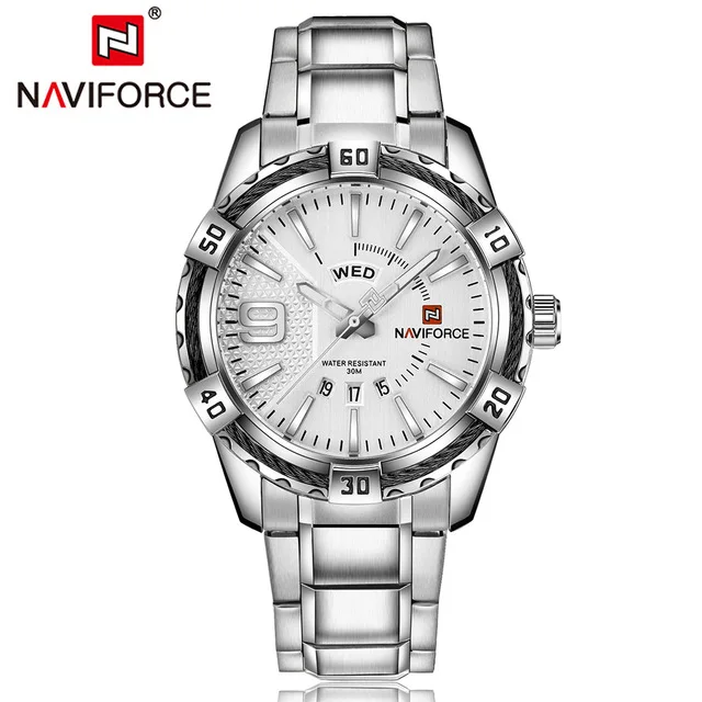 NAVIFORCE Элитный бренд спортивные часы для мужчин золото полный сталь повседневные часы для мужчин Дата водостойкий Военная Униформа человек relogio masculino - Цвет: SW
