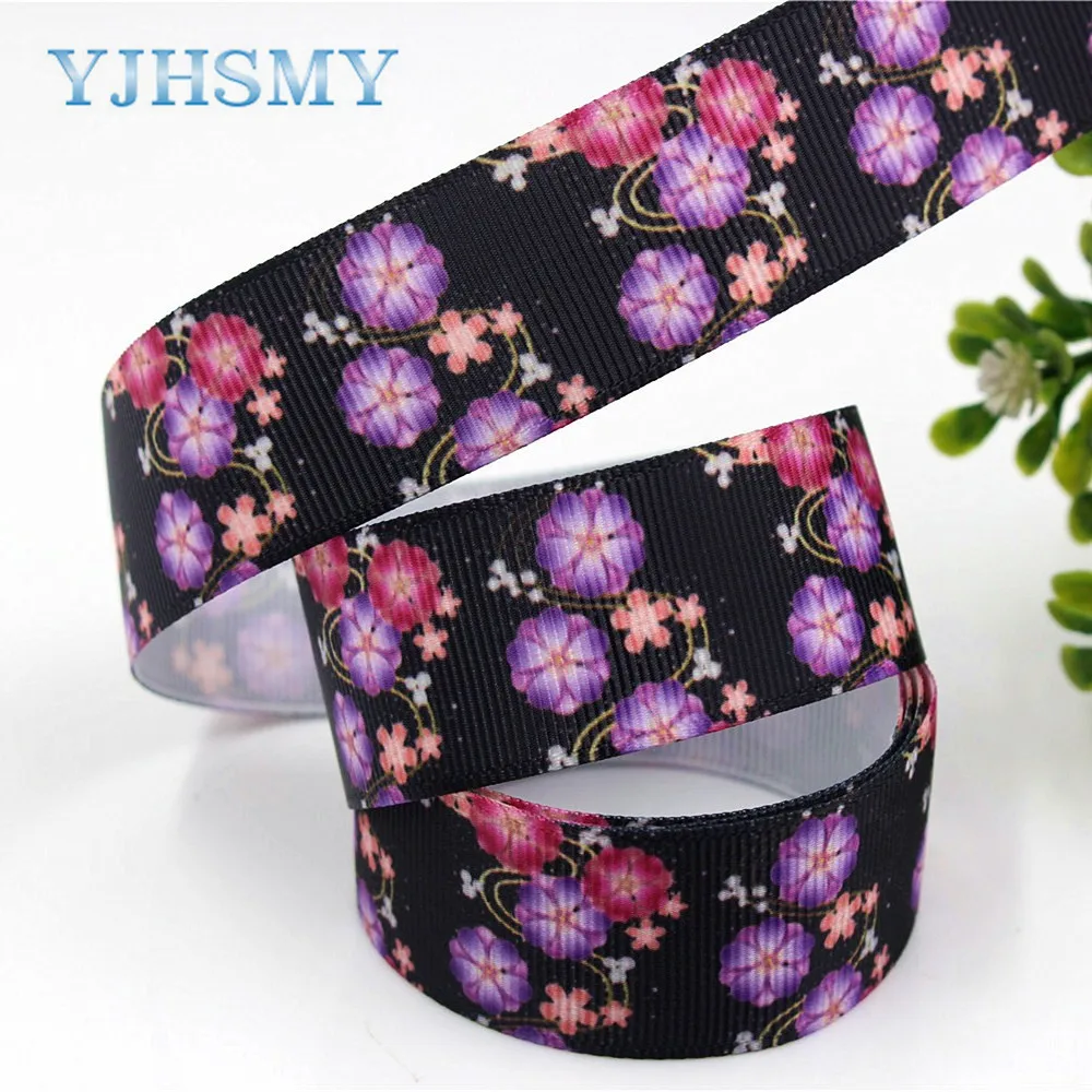Лента с цветочным принтом YJHSMY 1712085 25 мм 10 ярдов|flower ribbon|10 yarddiy handmade |