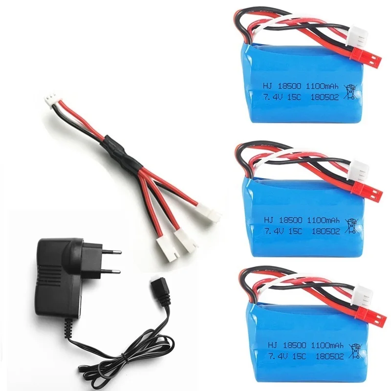 Для MJX T10 T11 T34 7,4 v 1100mAH 15c Lipo батарея для дистанционного управления вертолетом Li-po батарея 7,4 V 18500 игрушки зарядное устройство