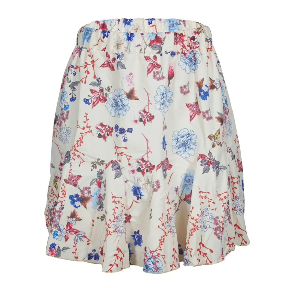 Плиссированная мини юбка в стиле ретро Женская винтажная с цветочным принтом и