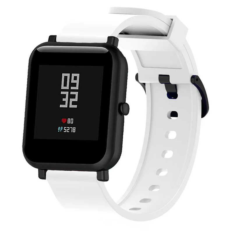 Монохромный ремешок с черной пряжкой силиконовый huami amazfit bip для