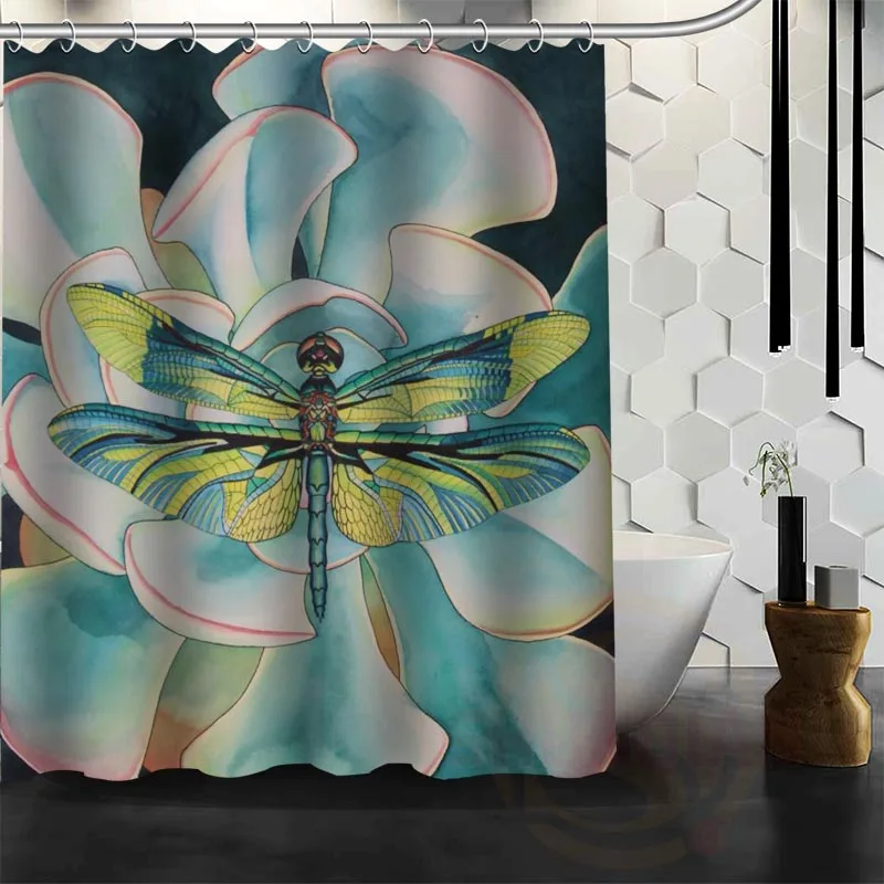 Лучшая занавеска для душа с стрекозой на заказ ванной водонепроницаемая ткань