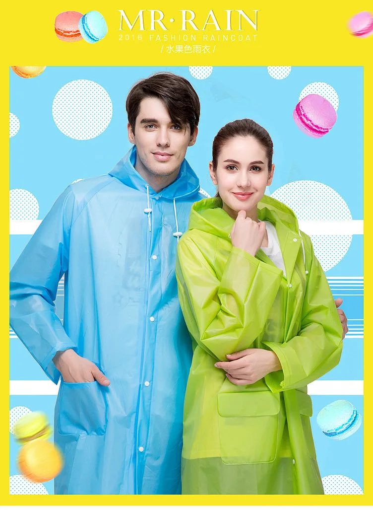 Сплошной EVA длинный дождевик водонепроницаемый унисекс с капюшоном