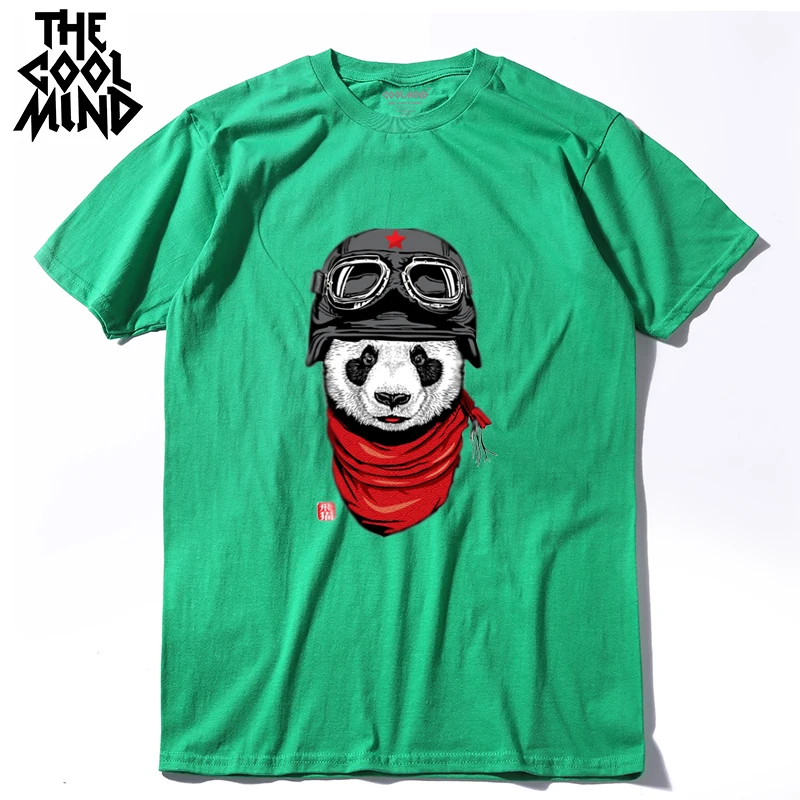 qi0428A-GREEN COOLMIND QI0428A хлопок короткий рукав пилот Панда Мужская футболка Повседневная coo Летняя мужская футболка мужская Свободная футболка футболки LMYX - Цвет: qi0428A-GREEN