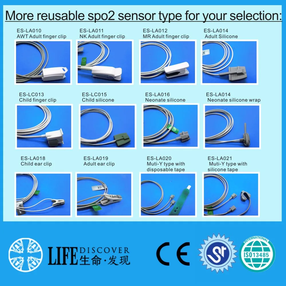 

Long cable adult ear clip spo2 sensor for mindray PM5000 PM6000 patient monitor