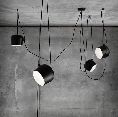 Modern Industrial Iron Spider Drum Pendant Lights Black Suspension Luminaire Bar Living Room Hanging Light Lamp Fixtures | Лампы и