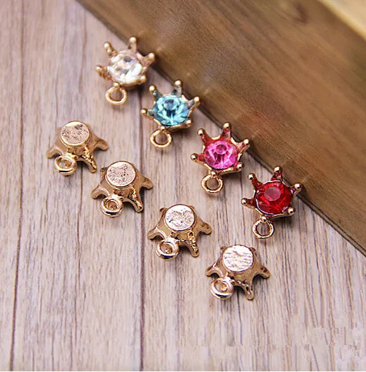 

50PCS 15*10mm Colorful Crystal Rhinestone Pendant Charms Sun Flower Shape Gold Tone Plated Metal Alloy Jewelry Charms
