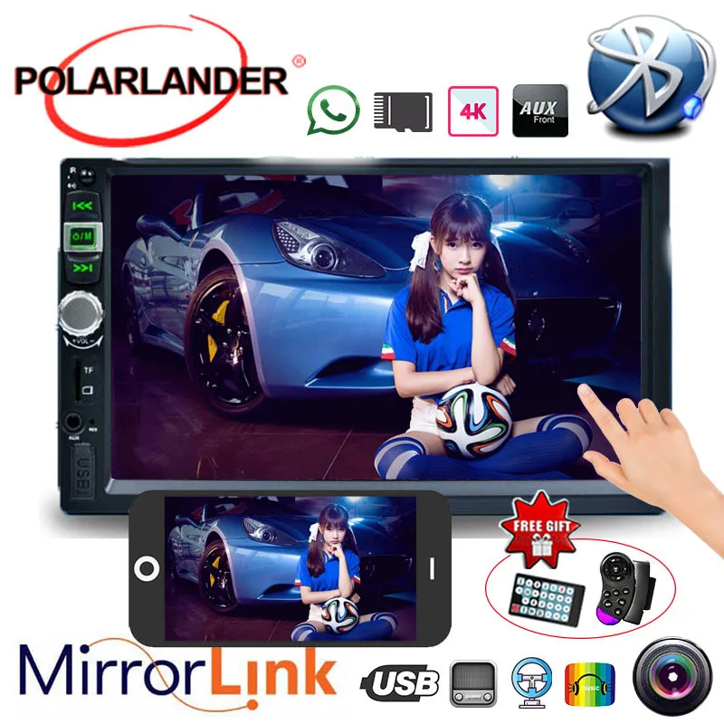 2 Din сенсорный экран USB с камерой зеркало для телефона Android MP5 плеер 7 дюймовый Mirror